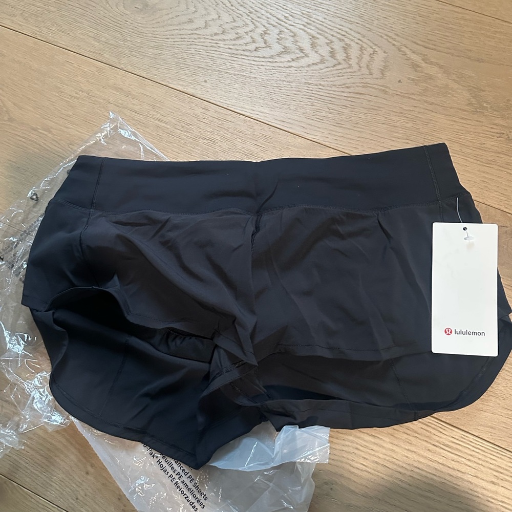 Lululemon low rise 2.5" speed ups SIZE 10 Black WITH TAGS